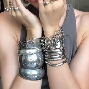 Dark Silver snake sculpture necklace bracelet